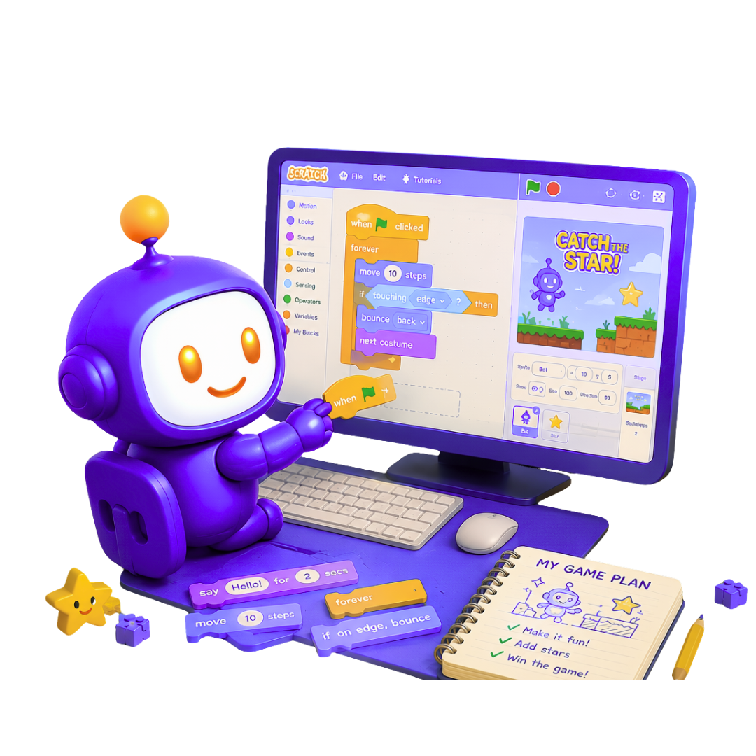 Kids exploring a Scratch project together